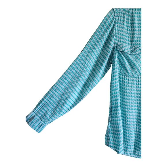 EDDIE BAUER Women's S Shirt Teal White Button Up Lightweight Roll Up Tabs 36" - Picture 5 of 8